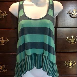 S.O.Y. Green & Navy Striped Tank